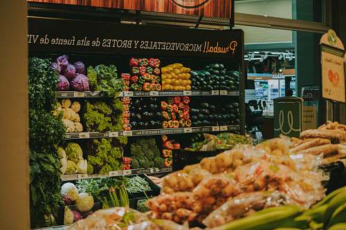 grocery store assorted variety vegetables on rack market